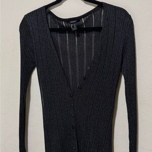 Forever 21 Black and White Striped Cardigan